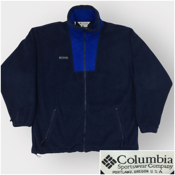 Vintage Columbia Mens Full Zip Fleece Jacket Size Oversize L Zip Pockets Blue‎ - Picture 1 of 8